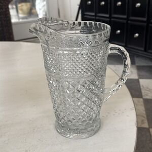 Vintage Anchor Hocking Wexford Large Pressed Glass 2 Qt Pitcher Diamond Pattern